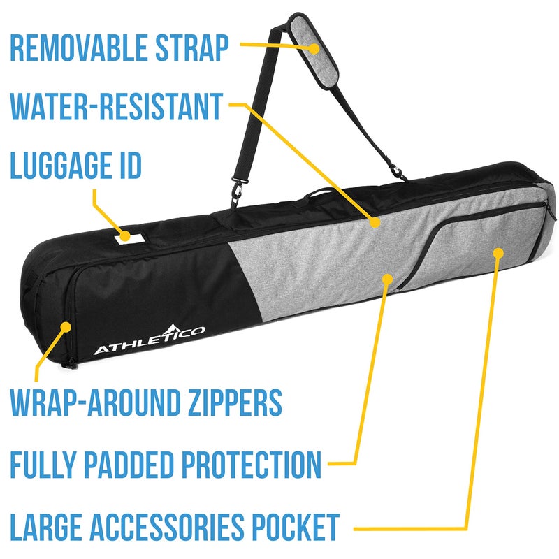 Athletico Peak Snowboard Bag - Padded Snowboard Travel Bag for Air Travel Carries Snow Board Gear Including Snowboarding Boots, Goggles, Etc for Flying (Black/Gray, 157cm) - Image 2
